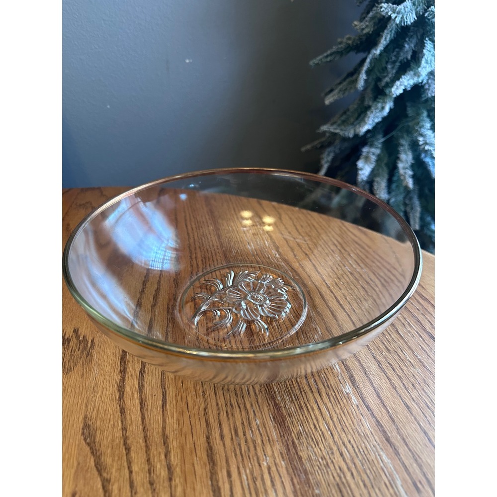 Gailstyn It's-a-Dilly Serving Bowl 10.5in Clear Glass Gold 24k Rim